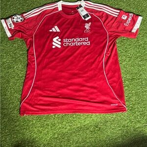 Liverpool 25/26 Home Jersey Men’s XL M.Salah #11 With Ucl Patches